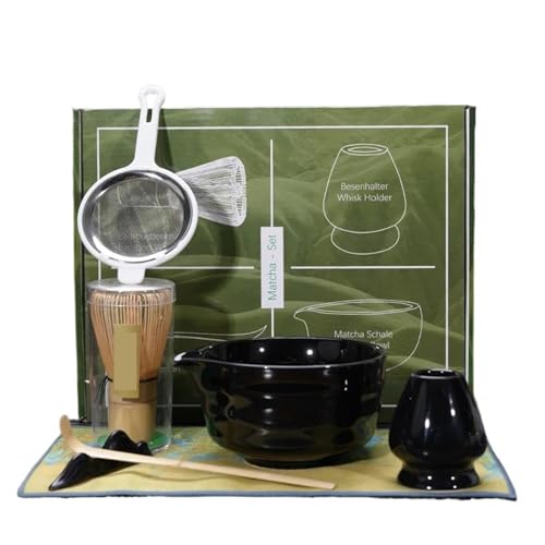 Matcha-Teeservice 4/7 Stücke Matcha-herstellungsset Matcha-Pinsel Exquisite Matcha-Schüssel-Box Mit Schneebesen Prächtige Tee-Tools(7pcs Black) von ZythrXLate
