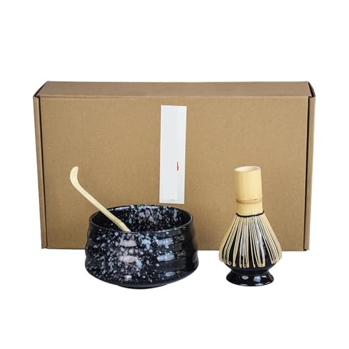 Matcha-Teeservice 4 teile/satz Handgemachte Hause Einfach Sauber Matcha Tee Set Werkzeug Ständer Kit Schüssel Schneebesen Schaufel Zeremonie Traditionelle Zubehör(Black) von ZythrXLate