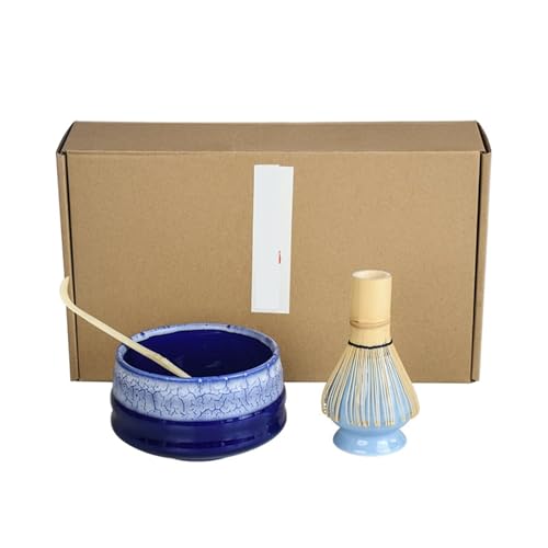 Matcha-Teeservice 4 teile/satz Handgemachte Hause Einfach Sauber Matcha Tee Set Werkzeug Ständer Kit Schüssel Schneebesen Schaufel Zeremonie Traditionelle Zubehör(Blue) von ZythrXLate