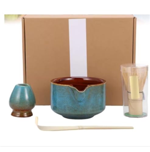 Matcha-Teeservice 4-teiliges Matcha-Teeset-Set mit Matcha-Schüssel aus Keramik, Schneebesenhalter, Schneebesen, Teelöffel, handgefertigtes Matcha-Starter-Werkzeugset(Blue) von ZythrXLate