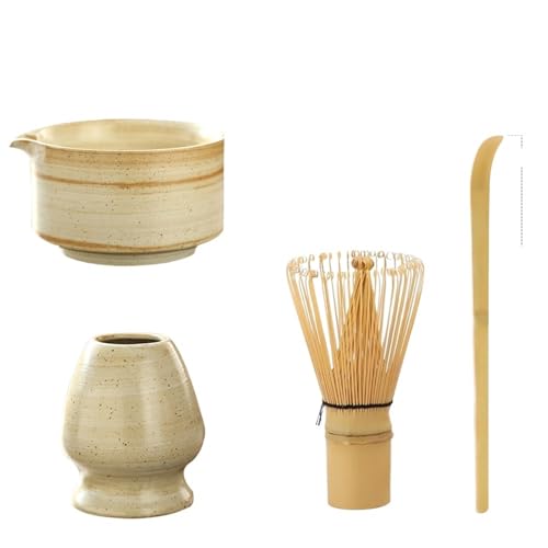 Matcha-Teeservice 4PCS Matcha Tee-Set Sicher Schneebesen Teelöffel Tee-Sets Indoor Getränke Shop Tee-, der Werkzeuge Zubehör(White) von ZythrXLate