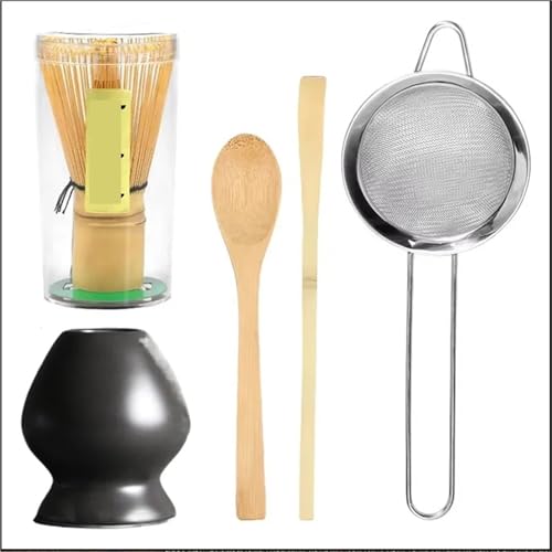 Matcha-Teeservice 5-teiliges Matcha-Tee-Set for Anfänger, Matcha-Zubereitungs-Starter-Kit mit Matcha-Schneebesen, Teeschaufel, Schneebesenhalter for die Küche(Set C) von ZythrXLate