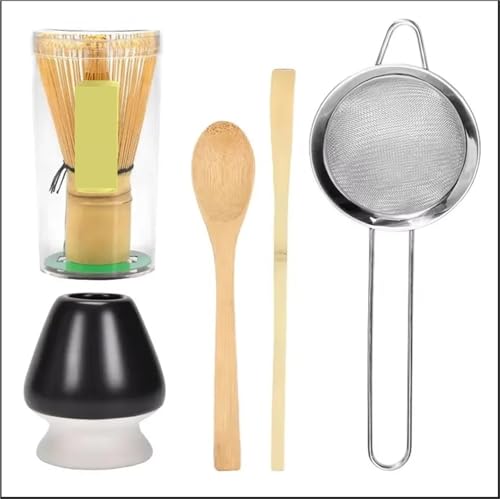 Matcha-Teeservice 5-teiliges Matcha-Tee-Set for Anfänger, Matcha-Zubereitungs-Starter-Kit mit Matcha-Schneebesen, Teeschaufel, Schneebesenhalter for die Küche(Set F) von ZythrXLate