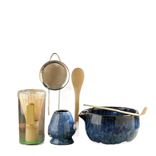 Matcha-Teeservice 6-teiliges Matcha-Mixer-Set mit Schneebesen, Matcha-Pinsel, Teelöffel, Brennofen for Getränkegeschäfte, Teezubereitungswerkzeuge, Tee-Set(Blue 6pcs) von ZythrXLate