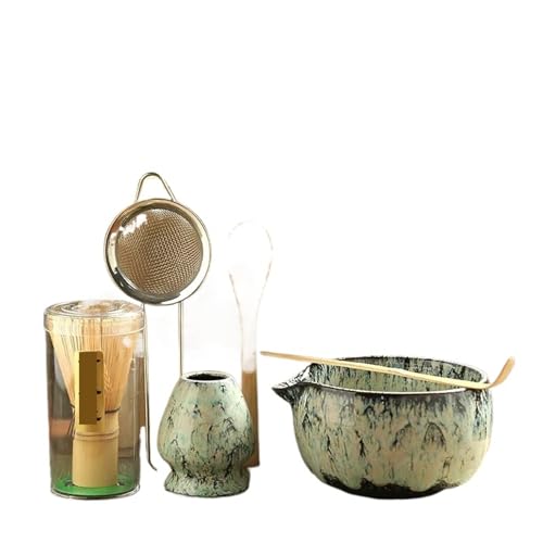Matcha-Teeservice 6-teiliges Matcha-Mixer-Set mit Schneebesen, Matcha-Pinsel, Teelöffel, Brennofen for Getränkegeschäfte, Teezubereitungswerkzeuge, Tee-Set(Light cyan 6pcs) von ZythrXLate