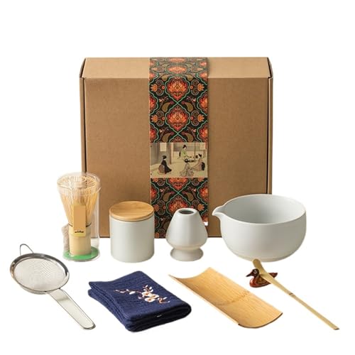 Matcha-Teeservice 9pcs Matcha Set With Ceramic Bowl, Whisk And Tea Spoon, Ceremony(White) von ZythrXLate