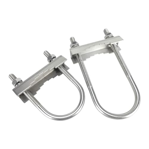 U-Bolzen Hochleistungs-Mast-zu-Mast-Montagehalterungssatz Doppelte Antennenmastklemme V-Backenblock Einstellbare U-förmige Halterung für Sanitärinstallationen, Wohngebäude(15-M6x52x140mm-2DT) von ZythrXLate