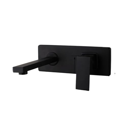 Vergoldet Waschbecken Wasserhahn Wand Montiert Waschbecken Wasserhahn Tap Verdeckte Kran Heißer für Badewanne, Badezimmer(Black) von ZythrXLate