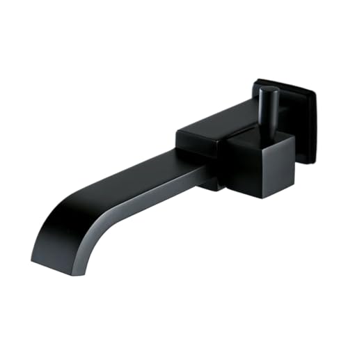 Wandmontierter Waschbeckenhahn Messing Einhebelmischer Badzubehör Einzelne Kaltwasserbadewannenarmaturen für Badewanne, Badezimmer(Type 1 Black) von ZythrXLate