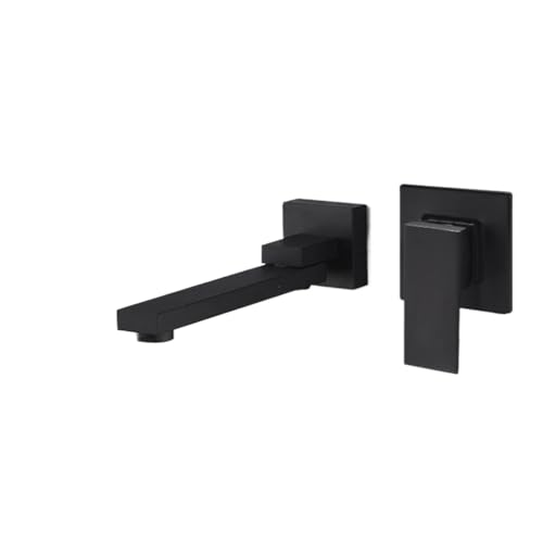 Waschbecken Badezimmer Wasserhahn Heißes und kaltes Wasser Wandmontage Mischbatterie Waschbecken Wasserhahn Schwenkauslauf Badewanne mit Einhebelgriff für Badewanne, Badezimmer(Black Tap) von ZythrXLate