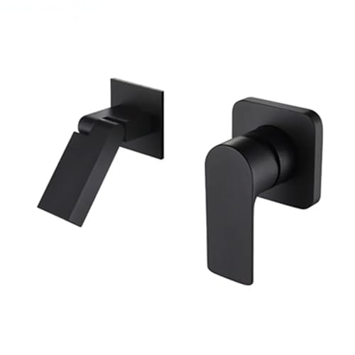 Waschbecken Wasserhahn Messing Verdeckt Gunmetal Grau Tippen In Die Wand Wasserhahn Heiß Und Kalt Verdeckte Klapp Outlet für Badewanne, Badezimmer(Black) von ZythrXLate