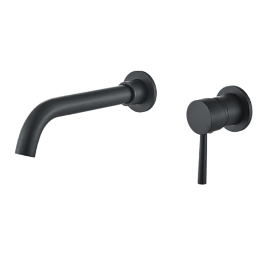 Waschbecken Wasserhahn Verdeckte Wandmontage for Badezimmerarmaturen Badewanne Heiß- Und Kaltwassermischer für Badewanne, Badezimmer(Black 15 cm) von ZythrXLate