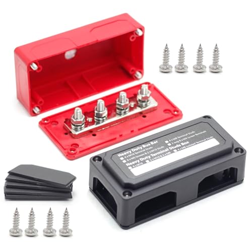 ZythrXLate 300 A 12 V DC Marine isolierter Anschlusspfosten 4 * M8 Stromverteilungs-Sammelschienen-Kastenklemmenblock for die Automobilindustrie für Industrie, Wohnhäuser(Red and Black) von ZythrXLate