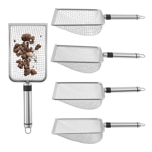 ZythrXLate 5-teiliges Gartenerdesieb aus Edelstahl mit Griff, vielseitige Bodenschaufel in verschiedenen Größen for Sieben von Sandkompost für Strände, Gärten ZythrXLate 5-teiliges Gartenerdesieb aus Edelstahl mit Griff, vielseitige Bodenschaufel in verschiedenen Größen for Sieben von Sandkompost für Strände, Gärten von ZythrXLate