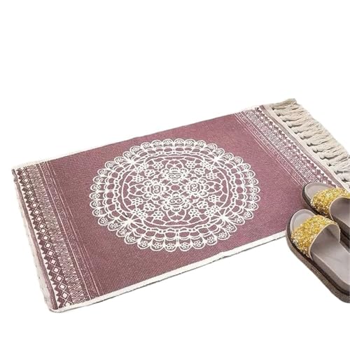 ZythrXLate Baumwolle Leinen Teppich Quaste Teppich gewebt Wandteppich dekorative Decke Home Decor für Eingangsbereich, Innenbereich(Red) von ZythrXLate