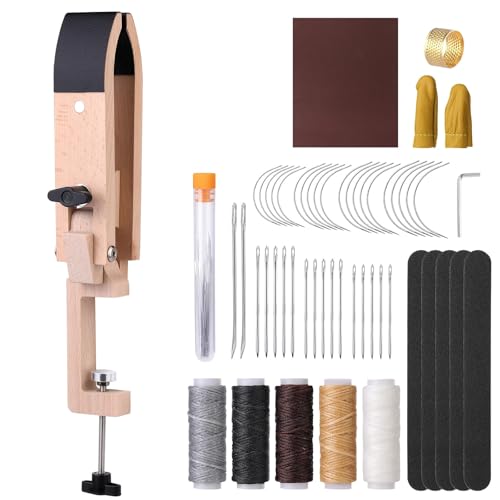 ZythrXLate Handgenähter Holzclip Leder Nähen Pony Tisch Desktop Pferd Klemme mit Nadeln for DIY Hand Arbeiten Reparatur Werkzeug Set(Type1) von ZythrXLate