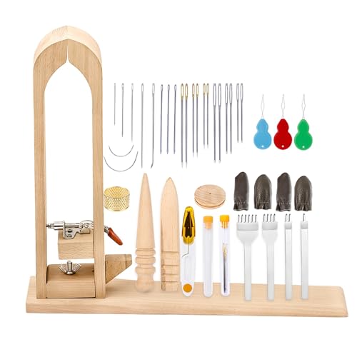 ZythrXLate Handgenähter Holzclip Leder Nähen Pony Tisch Desktop Pferd Klemme mit Nadeln for DIY Hand Arbeiten Reparatur Werkzeug Set(Type2) von ZythrXLate