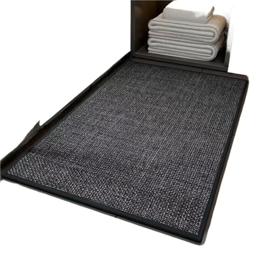 ZythrXLate Leinenwebart Küchenbodenmatte Gewaschener Teppich Gummiunterseite Twill Flachs Eingangstür Langer Teppich für Eingangsbereich, Innenbereich(Dark Gray,45X150CM) von ZythrXLate