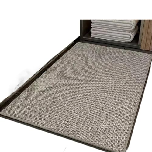 ZythrXLate Leinenwebart Küchenbodenmatte Gewaschener Teppich Gummiunterseite Twill Flachs Eingangstür Langer Teppich für Eingangsbereich, Innenbereich(Light Gray,60X150CM) von ZythrXLate