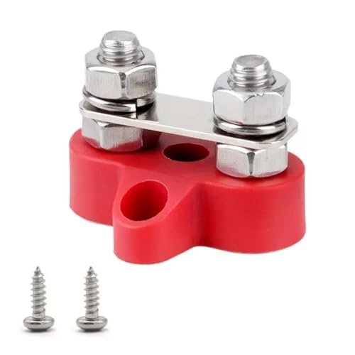 ZythrXLate M6 M8 48 V Anschlussblock Sammelschiene 5/16 Zoll Anschlussblock Isolierter Dual-Hochleistungs-Stromverteilungsbolzen Positiv Negativ RV für Industrie, Wohnhäuser(M8 Red) von ZythrXLate