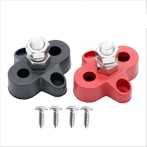 ZythrXLate M6 M8 48 V Anschlussblock Sammelschiene 5/16 Zoll Anschlussblock Isolierter Dual-Hochleistungs-Stromverteilungsbolzen Positiv Negativ RV für Industrie, Wohnhäuser(M8 Red Blck S) von ZythrXLate
