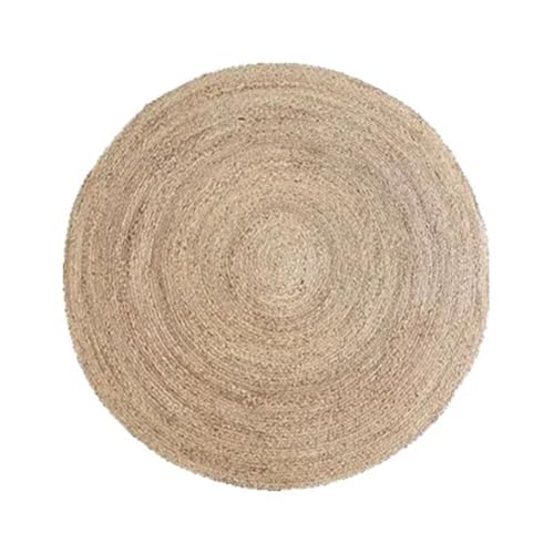 ZythrXLate Retro Handgewebte Teppiche for Wohnzimmer Schlafzimmer Runde Rattan Teppiche Gras Teppiche Couchtisch Fußmatten Wohnkultur für Eingangsbereich, Innenbereich(Brown,120cm) von ZythrXLate