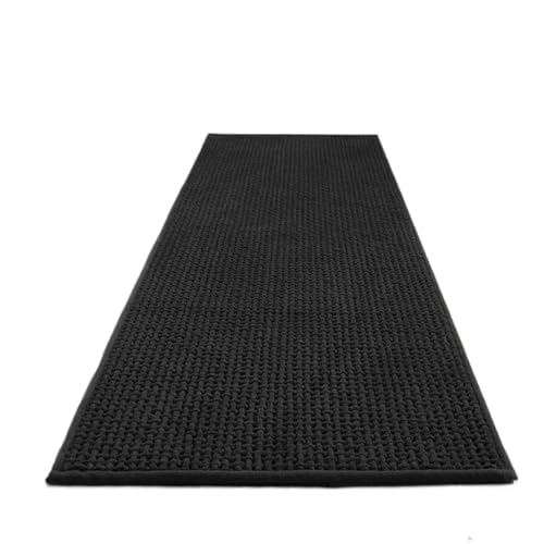 ZythrXLate Streifenweben Küchenbodenmatte Saugfähige Chenille-Fußmatten Badezimmer-Küchenmatten Abwischbarer Langstreifen-Teppich für Eingangsbereich, Innenbereich(Black,45cmx120cm) von ZythrXLate