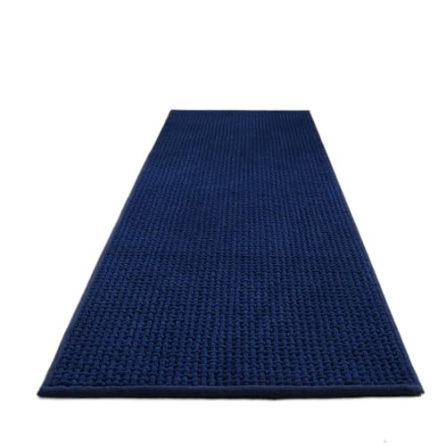 ZythrXLate Streifenweben Küchenbodenmatte Saugfähige Chenille-Fußmatten Badezimmer-Küchenmatten Abwischbarer Langstreifen-Teppich für Eingangsbereich, Innenbereich(Blue,45cmx150cm) von ZythrXLate