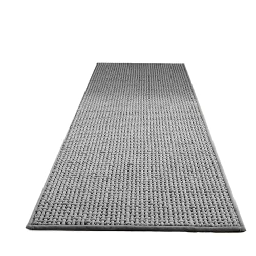 ZythrXLate Streifenweben Küchenbodenmatte Saugfähige Chenille-Fußmatten Badezimmer-Küchenmatten Abwischbarer Langstreifen-Teppich für Eingangsbereich, Innenbereich(Dark Gray,45cmx150cm) von ZythrXLate