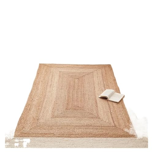 ZythrXLate Teppich for Wohnzimmer, Jute, handgewebt, verschleißfest, Eingangsmatte, doppelseitig, Schlafzimmerteppiche für Eingangsbereich, Innenbereich(Brown2,140x200cm) von ZythrXLate