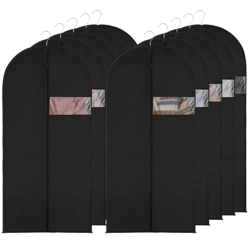 Zythrem 10 Stück Kleidersack, 60x140cm Kleidersäcke mit Reißverschluss Klarem Fenster, Kleiderhülle Schwarzer, Staubdicht Kleidersack Anzug für Blusen, Langer Rock, Mantel Zythrem 10 Stück Kleidersack, 60x140cm Kleidersäcke mit Reißverschluss Klarem Fenster, Kleiderhülle Schwarzer, Staubdicht Kleidersack Anzug für Blusen, Langer Rock, Mantel von Zythrem