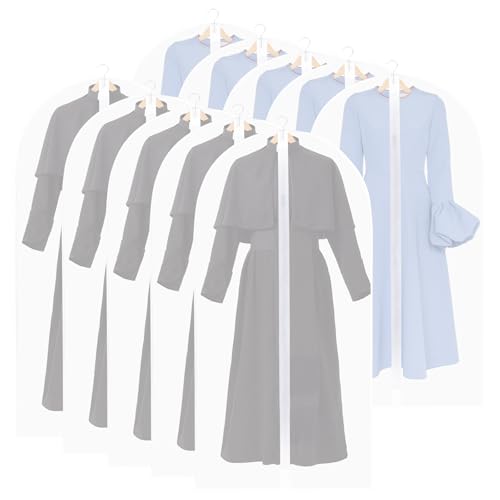 Zythrem 10 Stück Kleidersack Anzug Lange 60 * 120CM+ 60 * 140CM Kleidersäcke Mottensicher Transparent Mattiert kleidersäcke mit Reißverschluss Für Kleider Jacken Hemden Abendkleider von Zythrem