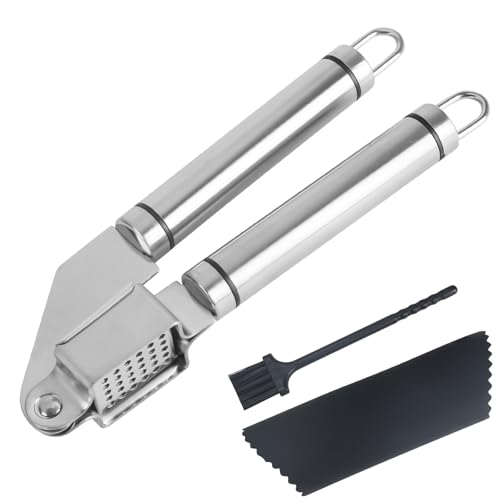 Zythrem 3PCS Knoblauchpresse Gewinnung Premium Knoblauchpresse Küchenutensil mit Knoblauchschäler Silikon mit Benutzerfreundlichem Griff leicht zu Quetschen und sauber von Zythrem