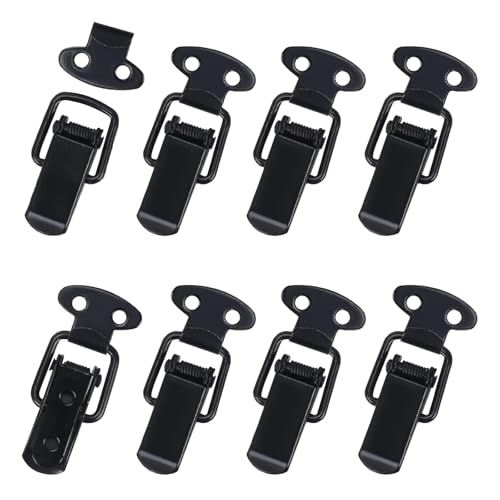 Zythrem 8 pcs Kistenverschluss Spannverschluss Schwarz Hebelverschluss Edelstahl Kappenschloss Spannverschluss mit Schloss Verschluss Haspe Gegenhaken Klammer Metall für Box Toolbox Schublade Schrank von Zythrem