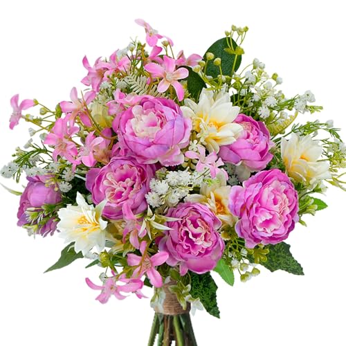 Zythrem Künstliche Blumen Rosa Seidenblumen Pfingstrose Unechte Blumen Deko Lily Gefälschte Hochzeit Blumen für Draußen Balkon Topf Zimmer Garten Hochzeit Party Home Handwerk Deko von Zythrem
