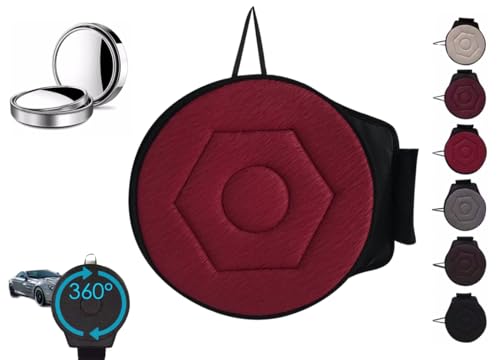 Zytuuob 360 drehbares Sitzkissen fürs Auto drehbares Sitzkissen für ältere Menschen mit Saugnapf konvexer Toter-Winkel-Spiegel Auto tragbar Unterstützung älterer Menschen Schwangere Frauen (Red) von Zytuuob