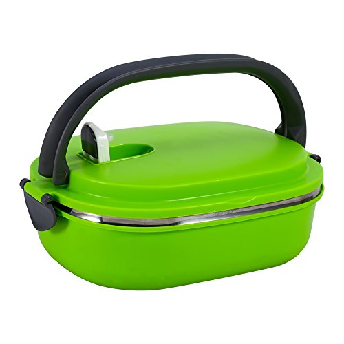 Tragbare Lunchbox, Thermo-Lunchbox, stapelbar, Isolierung, mit Griff (Grün 1capas) von Zyyini