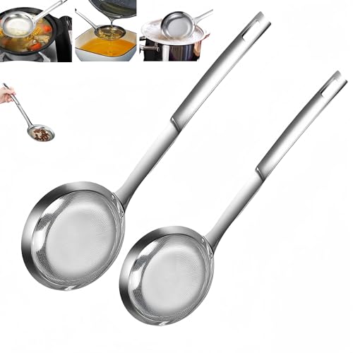2024 New Fine Mesh Stainless Steel Colander, Upgrade 304 Stainless Steel Strainer Spoon Extra Fine Mesh Strainer With Handle, Strainer Spoon, For Kitchen Cooking (M+L) von Zyzzephyr