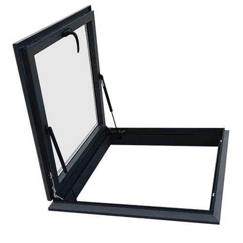 Dachausstiegsfenster,Aluminiumrahmen Und Gehärtetes Glas,Manuelles Dachfenster,Flachdach-Lichtschacht,Dachbodenzugangsfenster(LxW60x55cm/23.6x21.7in) von ZzERTE