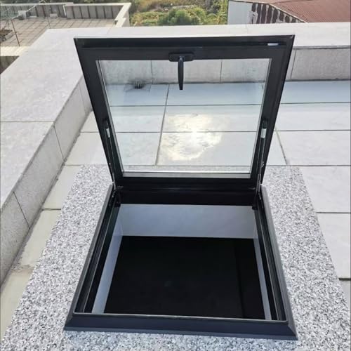 Dachausstiegsfenster,Dachausstieg Ausstieg Dachluke,Rahmen Aus Aluminiumlegierung Und Gehärtetes Glas,Kellerlichtschacht(LxW 70x65cm/27.6x25.6in) von ZzERTE