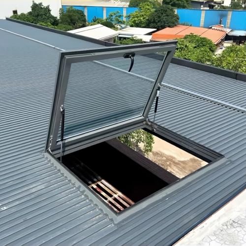 Dachausstiegsfenster,Flachdach-Lichtschachtfenster Aus Aluminiumlegierung,Doppelschichtiger Rahmen Aus Gehärtetem Glas,Eingelassene Dachfenstertür(LxW 95x80cm/37.4x31.5in) von ZzERTE