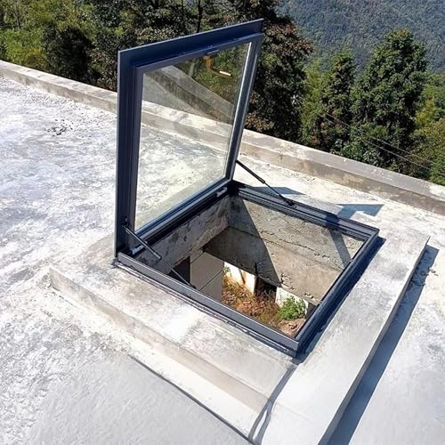 Dachausstiegsfenster,Schrägdach- Und Flachdach-Lichtschächte,Ausstiegsfenster,Eingelassenes Sichtfenster Und Tür,Doppelschichtiger Rahmen Dachfenster(LxW 90x100cm/35.4x39.4in) von ZzERTE