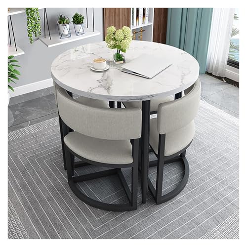 Esszimmergruppe Mit Esstisch Und 4 Stühlen, Esstisch Mit 4 StüHlen, Moderner Runder Küchentisch Und Stoffstühle, Essgruppen, Rund Küchentisch Und 4er Set Esszimmerstühle, Für Wohnzimmer Büro(Light gra Esszimmergruppe Mit Esstisch Und 4 Stühlen, Esstisch Mit 4 StüHlen, Moderner Runder Küchentisch Und Stoffstühle, Essgruppen, Rund Küchentisch Und 4er Set Esszimmerstühle, Für Wohnzimmer Büro(Light gra von ZzERTE