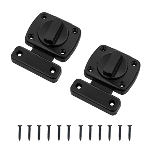 2 PCS Drehriegel Riegelschloss Diebstahlsicherung Torriegel Edelstahl Türschloss Zinklegierung Drehriegel Türriegel Latch mit Schrauben für Badezimmertür Türriegel Fensterriegel Schwarz von Zzcy