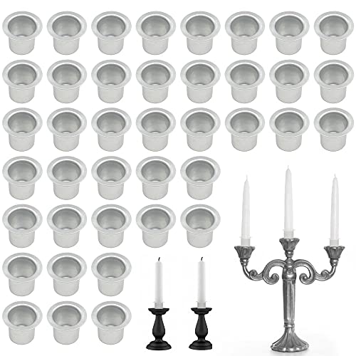 Zzt Yingcen066 40 Stück kerzeneinsatz kerzenhalter Metall Mini DIY Kerzenständer für Stabkerzen, Tafelkerzen, Baumkerzen, Pyramidenkerzen, Puppenkerzen(Lochgröße 12 mm), Silber, Klein von Zzt