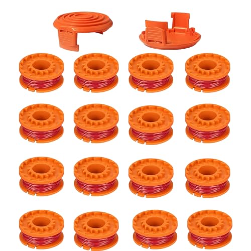 Zzunkn 10ft 0.065” WA0010 Replacement Trimmer Spool Line, Trimmer Replacement Spools Line for Worx WG154 WG163 WG160 WG180 WG175 WG155 WG151 String Trimmer Weed Eater (12 Spools + 2Caps) von Zzunkn
