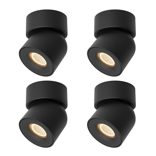 Aisilan 4er Schwarz Deckenstrahler LED Dimmbar, 9W 360° Schwenkbar Deckenlampe Spots Modern Warmweiß Drehbar Deckenleuchte Strahler für Schlafzimmer Wohnzimmer von a Aisilan