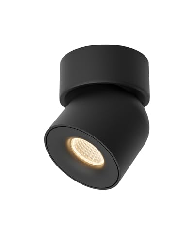 Aisilan Schwarz Deckenstrahler LED Dimmbar, 1 Flammig 7W 360° Schwenkbar Deckenleuchte Strahler Innen 3000K Warmweiß Modern Drehbar Deckenlampe Spots für Wohnzimmer, Schlafzimmer, Küche von a Aisilan