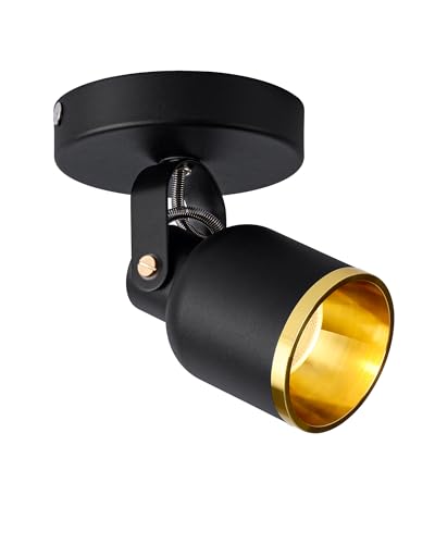 Aisilan Deckenstrahler LED Dimmbar 9W Schwarz und Gold Drehbar Deckenlampe Spots Modern Schwenkbar Deckenleuchte Strahler für Küche, Wohnzimmer, Schlafzimmer von a Aisilan