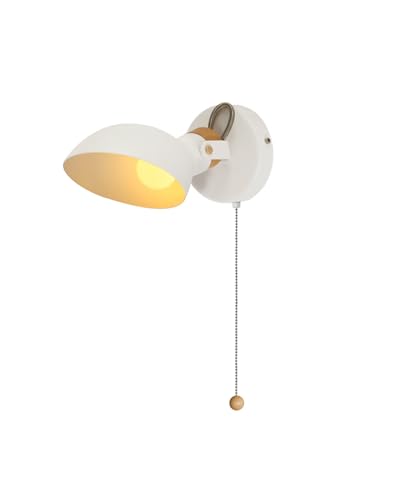 Aisilan Wandlampe mit Schalter Weiß E14 Vintage Wandleuchte Innen Schwenkbar Holz und Metall Retro Industrial Wandlampe mit Leuchtmittel für Schlafzimmer, Wohnzimmer von a Aisilan